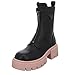 Produktbild GUESS Damen Stiefel Schuhe Leila Stiefelette Logoschriftzug Synthetik Elegant Freizeit Uni Leila Reißverschluss-Boots schwarz mit rosa Sohle