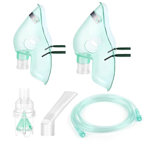 NHQZ 2 Set Ampolla aerosol universale,Kit ricambi per aerosol per adulti + kit aerosol bambini composti da maschera, ampolla, fascia elastica, tubo per inalazione,filtro ed accessori per nebulizzatore