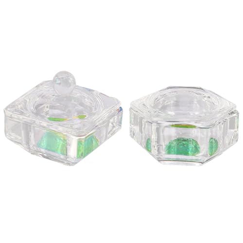 Unomor 2 piezas vasos de cristal para manicura y arte de uñas miniatura 1