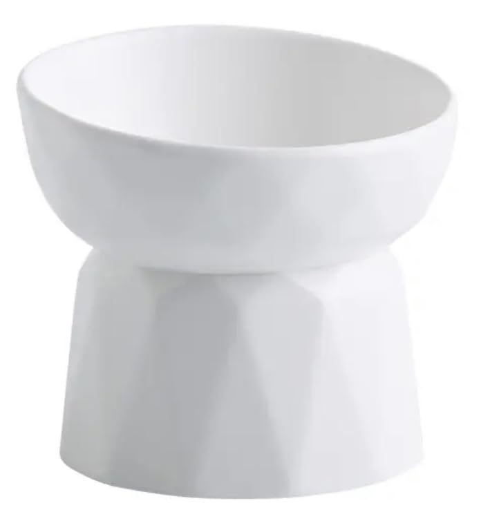 Image of PETANGEL Ceramic Cat Bowl Anti Vomiting, Raised-Cat Food or Water Bowl for Cats and Small Dogs, Ceramic Food Bowl for Protecting Spine, Backflow Prevention Dishwasher Safe (White)