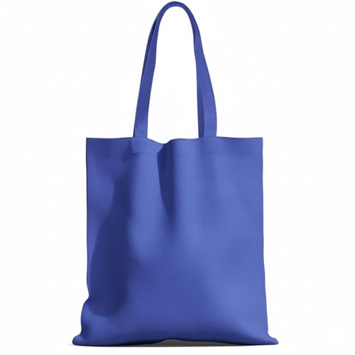 MOLOVA 1-6 Pack Available Premium Canvas Reusable Tote Gift Bags,Made of Natural Canvas with Handle,Work,DIY,Shopping(Blue)