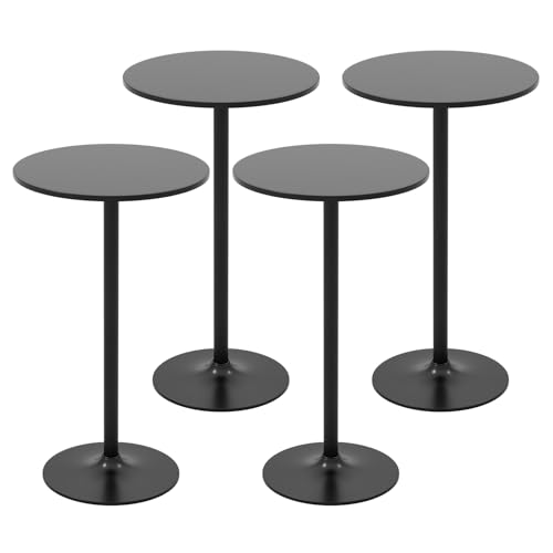 Image of Giantex 4-Pack 2-in-1 Bar Table with Detachable Pole, Heavy-Duty Metal Base, 24 inch Round Top, 40 inch /22 inch Two Convertible Height, Cocktail Pub Table for Dining Room, Restaurant, Kitchen, Black