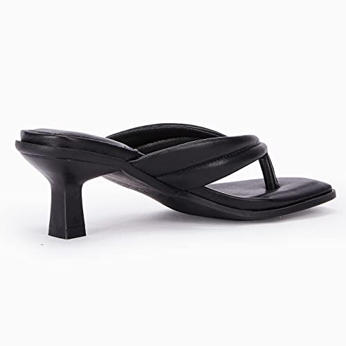 Womens Kitten Heel Thong Sandals Flip Flops Slip On Square Open Toe Slippers Low Stacked Heeled Mules3