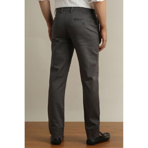 Image of Peter England Men's Super Slim Fit Stretchable Cotton Satin Casual Trousers | Office Sleek & Trendy Look