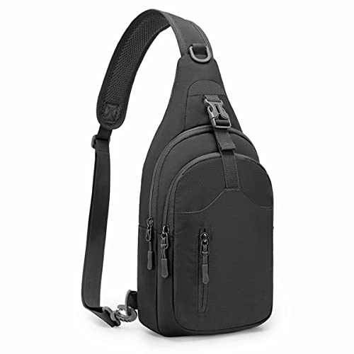 REETEE Sling Bag Mochila Pequeña Hombre, Ligero Bolso Pecho Hombre con Múltiples Compartimentos, Bolsos Cruzados Bandoleras Unisex para Caminar, Viajar, Ciclismo, Senderismo (negro)