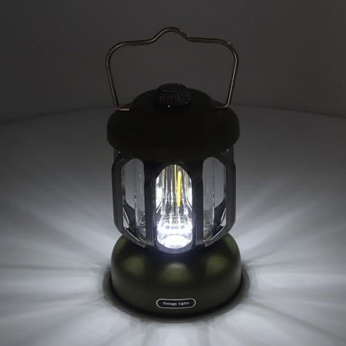 Lanterne de camping rétro à intensité variable avec 3 modes et batterie de secours verte - 7