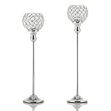 VINCIGANT Crystal Pillars Candlesticks for Wedding Party Decoration Set of 2