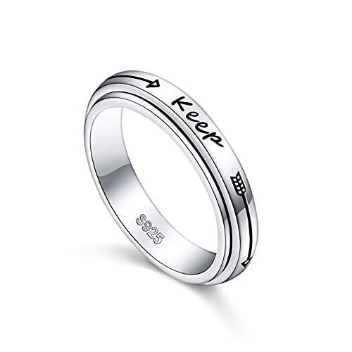 S925 Sterling Silver Spinner Fidget Anxiety Worry Relieving Boredom ADHD Autism Band Rings Keep Going