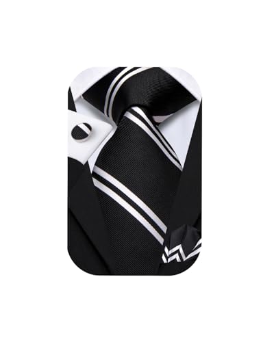 Image of Hi-Tie Mens 70inches Tie Set Extra Long Necktie for Men Cufflinks Handkerchief Big Tall Men Business Wedding