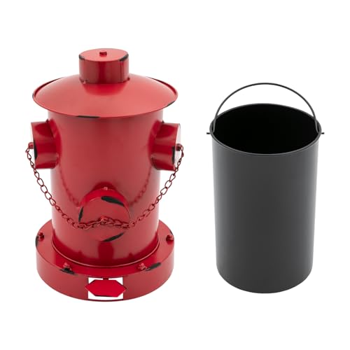 Bote de basura retro con pedal, hierro, 11.8x15.35in, rojo miniatura 5