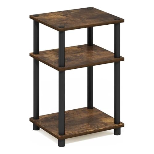 Image of Furinno JUST Toolless 3-Tier Side Table, Open Shelf End Table, Amber Pine