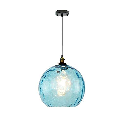 Suspension luminaire en verre bleu ciel et plafonnier LED