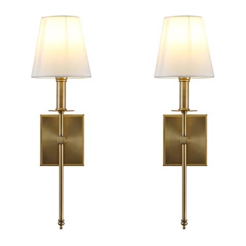 Yosoan Lighting 2 Sets of Vintage Loft Bar Modern Linen Lampshade Wall Light Fittings, Hotel Beside Bed Wall Lamp E27 Screw (Antique) Cover