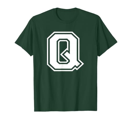 Letter Q Name Initial Varsity Monogram T-Shirt, Men, Dark Green, X-Large