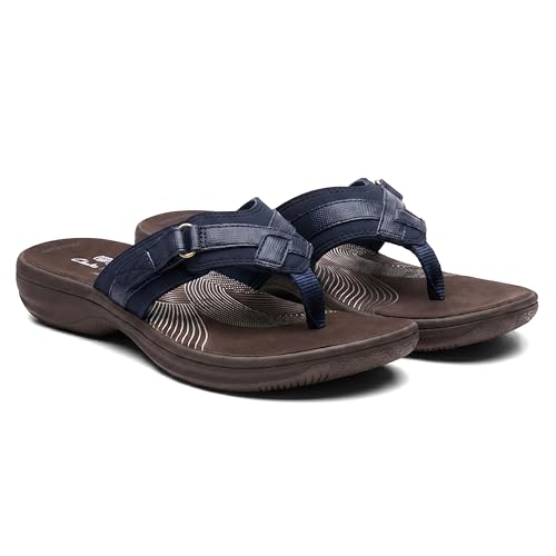 Image of Clarks Womens Breeze Sea Flip-Flop Sandals - Comfortable Flip Flop with Adjustable Hook and Arch Support - Casual Summer Wearing Cloudsteppers for Everyday
