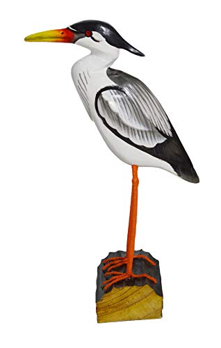 WorldBazzar Hand Carved Painted Wood Carving Heron Bird Decoy Vintage