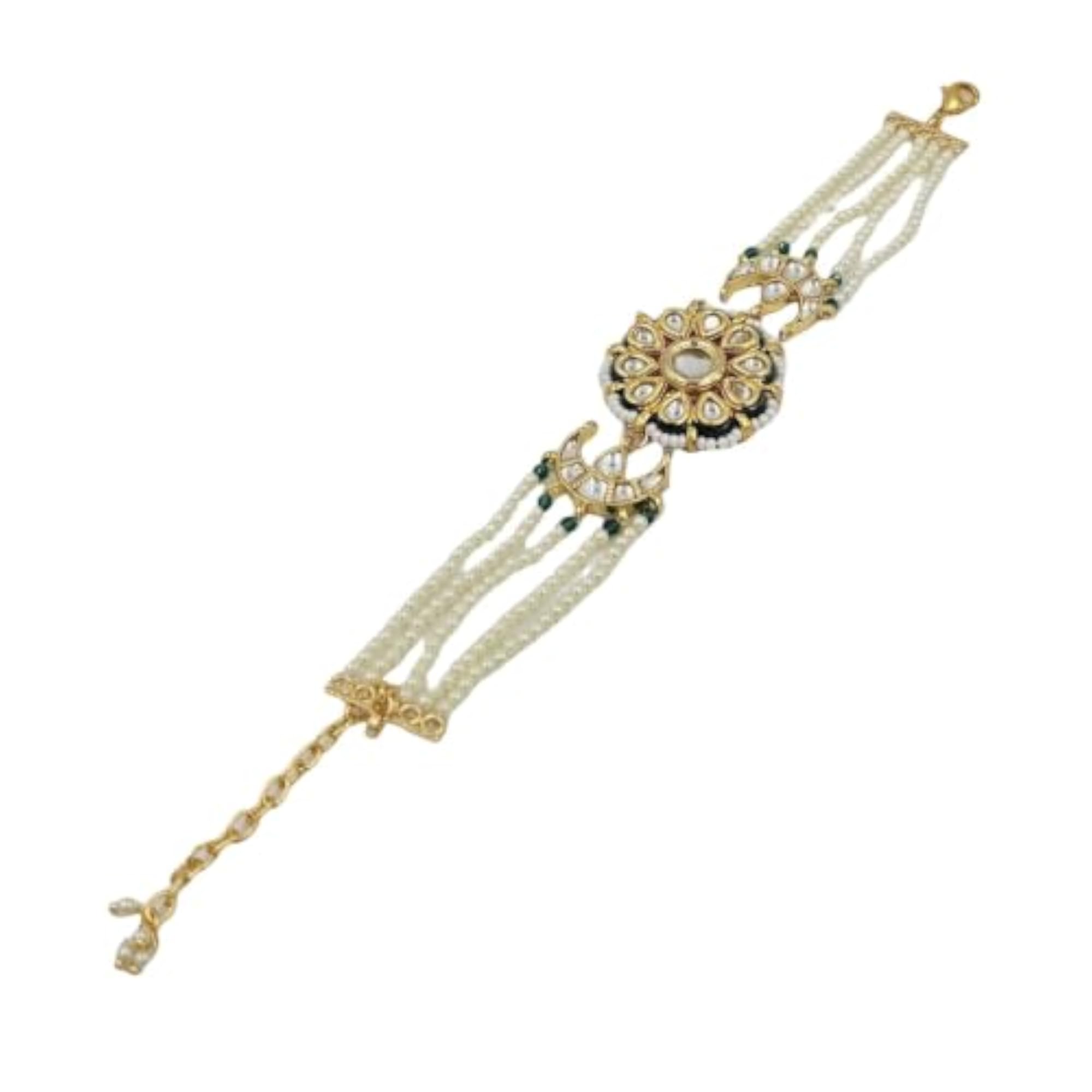 Moonlight Kundan Bracelet for Women, Floral Motif