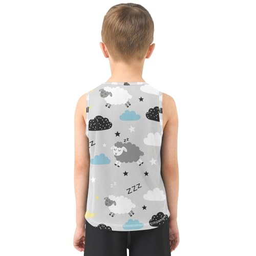 J JOYSAY Cartoon Goat Cloud Moon Boys Tank Top Sleeveless Muscle Shirts Quick Dry Sport Workout Active Kids T-Shirts 3-15T3