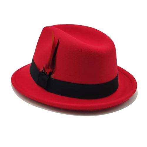 Image of Unisex Trilby Hats Classic Fedora Hats for Women Men Dress Hats Felt Short Brim Fedoras Hat Panama Hat with Band