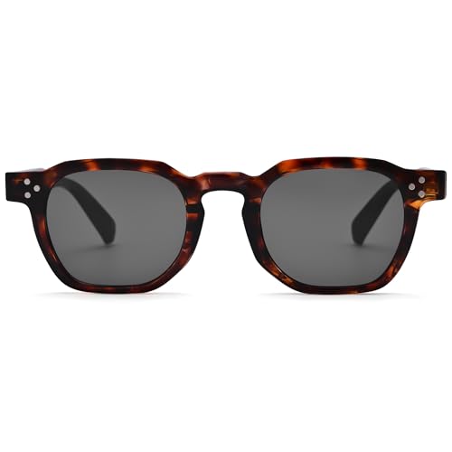 Square Sunglasses for Men Women - Retro Chunky Rectangle Frame Sun Glasses Classic Vintage Shades3