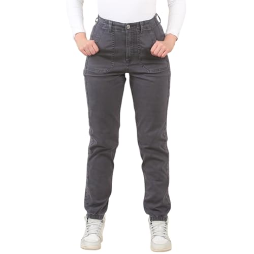 EX M&S Womens Cotton Blend Slim Fit Ankle Grazer Marks and Spencer Self Cuffed Elasticated Wasit Chino Trousers Pants Waist Size Light Indigo 14 Regular