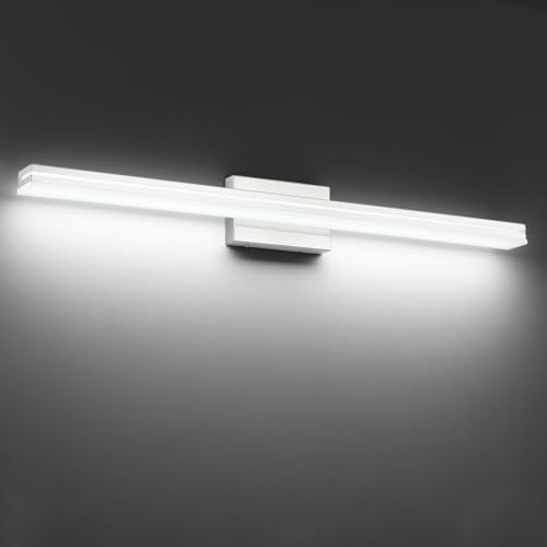 Image of SineRise 40-Inch LED Modern Bathroom Vanity Light Bar, Chrome Modern Acrylic Bathroom Wall Lighting Fixtures Over Mirror (Cool White 6000K)