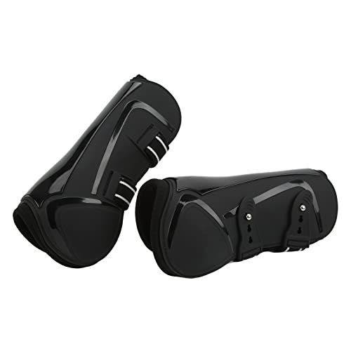 Ymiko Horse Shoes, Horse Boots PU Shell Elastic Neoprene Secure Horse Leg Guard Open Front Boots Splint Boots for Horses for Jumping, Trail Riding, and Turnout (Black Front Legs Medium