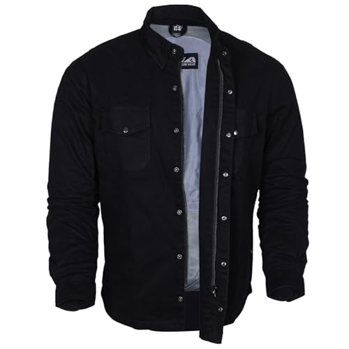 Bikers Gear Australia Chemise de protection en flanelle avec doublure en kevlar aramide pour moto noir Noir XL