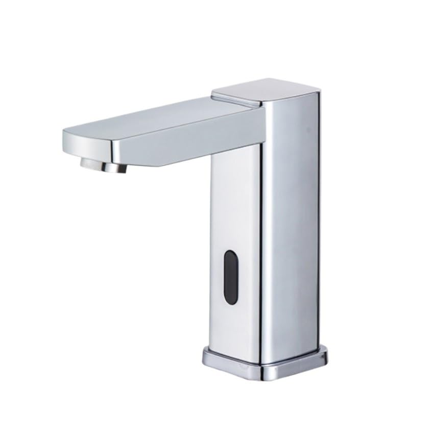 Robinet de lavabo à capteur automatique en chrome poli pour salle de bain