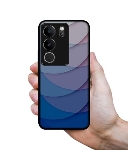Image of Waves Pattern Print Design Premium 2D Printed Metal Back Case Cover for Vivo V29 5G / V29 Pro 5G, Blue