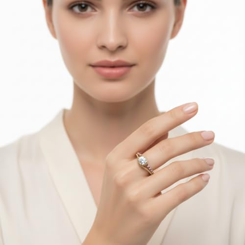 Image of Choose Your Gemstone Rope Split Shank Diamond CZ Ring Yellow Gold Plated Round Shape Split Shank Engagement Ring Minimal Modern Design Birthday Gift Wedding Gift US Size 4 to 12