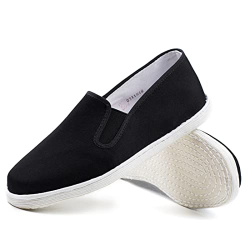 Men's Old Beijing Chinese Traditional Cloth Shoes,Breathable and Sweat-Absorbing Handmade Cotton Sole Cloth Shoes Spring and Autumn Models,Black,10.5