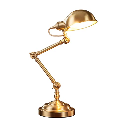 TPMAFF Vintage Task Lamp,Brass Desk Lamp,Brass Finish,Adjustable Table Lamp,Home Office