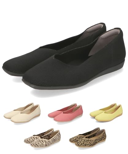 [オリエンタルトラフィック] パンプス 跳べる スクエアトゥ フラットヒール ニット ビジネス クッション入り 歩きやすい 疲れにくい レディース R-3215 BLACK 23.5 cmのサムネイル