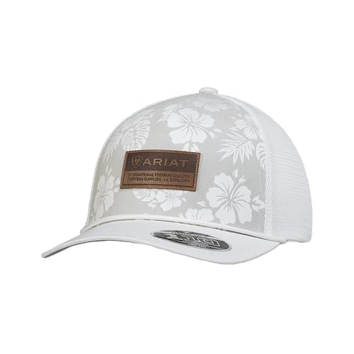 Casquette de camionneur blanche ARIAT femme accessoire été avec motif hawaïen