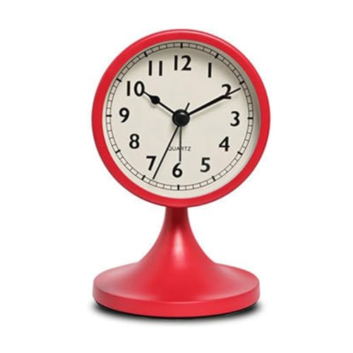 Surluoen Reloj Despertador Redondo Metal Nórdico, Reloj Mesa Silencioso Vintage, Reloj Luz Noche para Mesita Noche Estudiante, Decoración Habitación, Decoración del Hogar C