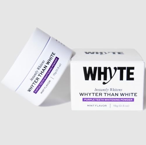 Whyte Professional Purple Teeth Whitening Powder with Xylitol & Hydroxyapatite - Remineralizing Tooth Whitener for Sensitive Teeth - Mint Flavor