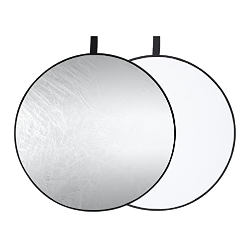 Selens Light Reflector Photography 30cm Silver White 2 in 1 Collapsible Portable Round for Photo Studio Video Indoor and Outdoor Lighting Product Shooting with Carrying Bag