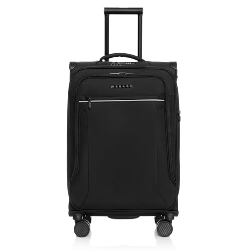 Image of Verage Luxe Toledo Set of 2 (S+M) Softsided Lightweight Spinner Wheels Luggage, Expandable Suitcase with TSA Lock & LED Flashlight, Black (20 /24)