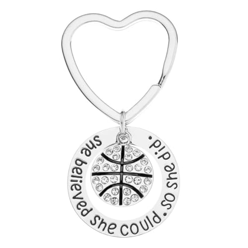 Sportybella Basketball Keychain- Basketball Gift- Basketball She Believed She Could So She Did Jewelry For Girls, Basketball Gift For Players