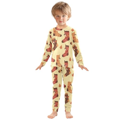Pajama Sets Long Sleeve Autumn Socks with Mushroom Prints Soft Comfy Sleepwear 2 Piece PJS 3-8T2