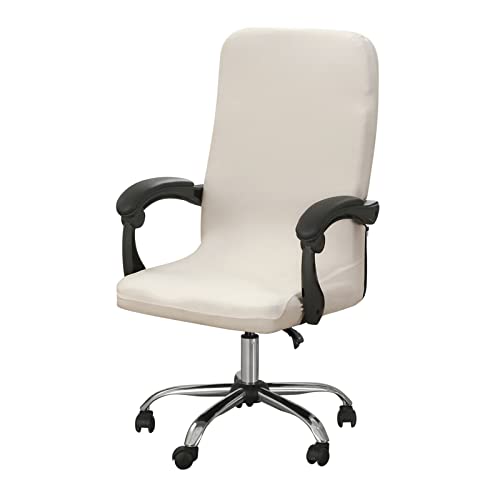 Jaotto Funda para Silla de Oficina elástica,Cubiertas Giratoria de Oficina Universal,Lavable,extraíble,Funda para Silla de Ordenador con Respaldo,Office Chair Cover(Beige,M)