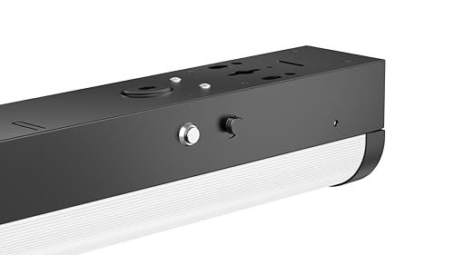 Image of E2 LIGHTING 4FT Black LED Linear Strip Light with Emergency Battery Backup 5XCCT 30 /35 /40 /50 /65K Tunable | 5324lm High Output Indoor Fixture | 90-Minute Backup | Easy Install |(6, 4FT BLK Battery)