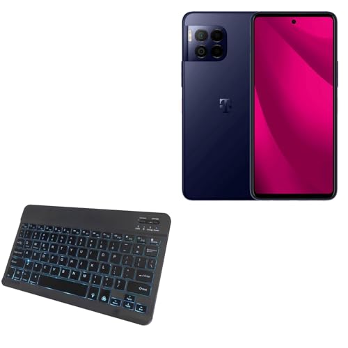 BoxWave Keyboard Compatible with T-Mobile REVVL 7 Pro 5G - SlimKeys Bluetooth Keyboard - with Backlight, Portable Slim LED 7 Colors - Jet Black