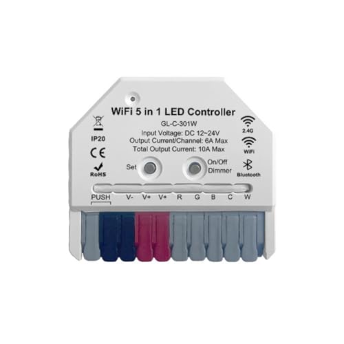 Contrôleur LED WiFi 5 en 1 Tuya avec commande vocale et télécommande 2.4G - 2