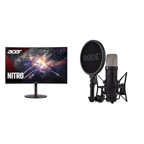 Image of Acer Nitro XZ270 Xbmiipx 27 inch 1500R Curved Full HD (1920 x 1080) VA Zero-Frame Gaming Monitor & RODE NT1 5th Generation Large-Diaphragm Studio Condenser Microphone with XLR and USB Outputs