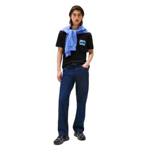 Tommy Jeans Men's Short Sleeve Cotton T-Shirts with Blurred Printed Flag Graphic3