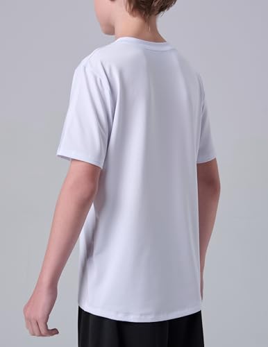Image of 5 Pack Youth Boys Athletic Dry Fit T Shirts | Lightweight Short Sleeve Tees, Comfy Stretch, Regular Fit, for Teen Kids, Running Soccer Back to School