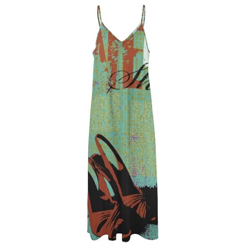 Robe Maxi pour Voyages Légère et Sans Plis Style Talons Hauts Rétro Élastique