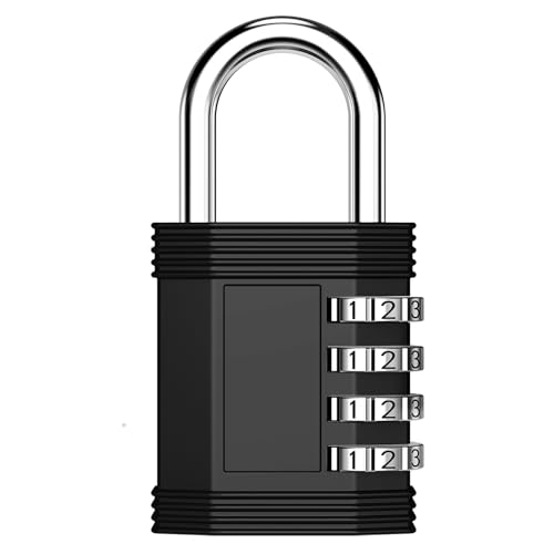 ZHEGE Combination Padlock, 4 Digit Padlock for Gym Locker, School Lockers, Toolbox, Weatherproof Padlocks with Codek Outdoor for Shed, Fence, Backyard Gate, Garage Door (Black)
